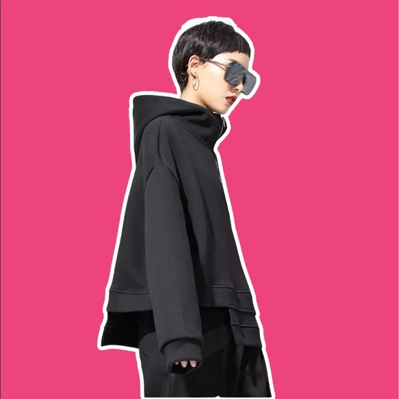 Asymmetrical Loose Fit Hooded Sweatshirt - Picture 4 of 4